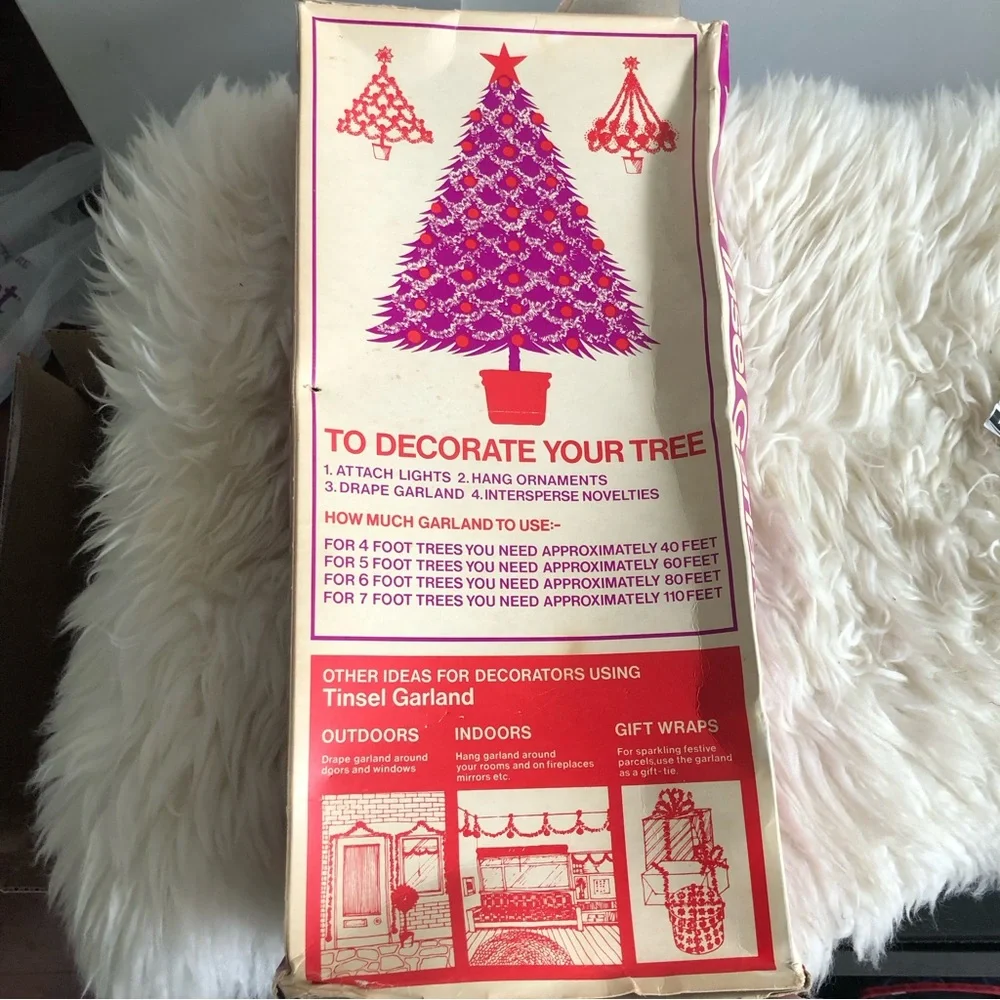 Vintage Super Drape Tinsel Garland Flameproof Tarnish Proof 25FT x2